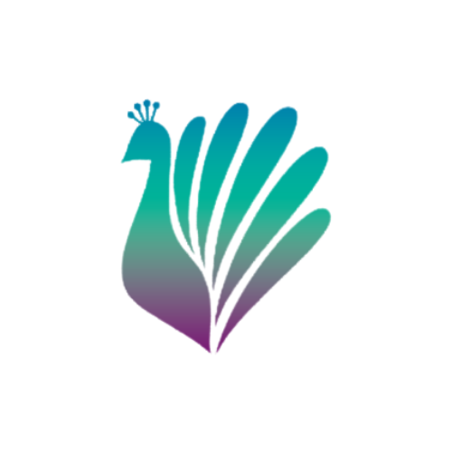 Peacock with teal and purple gradient